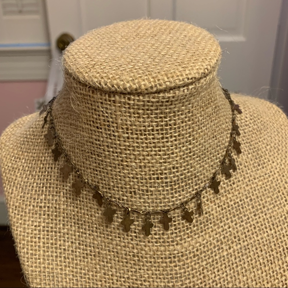 handmade gold cross choker